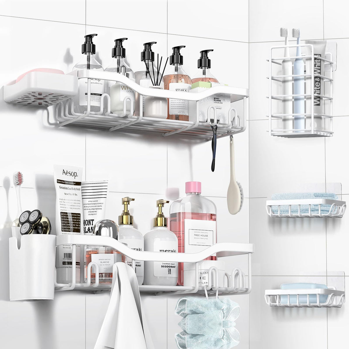 NESOMI shower caddy adhesive-mount demonstrates ultra-strong hold for wet bathrooms