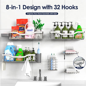 NESOMI shower hooks provide flexible hanging options for razors and loofahs.