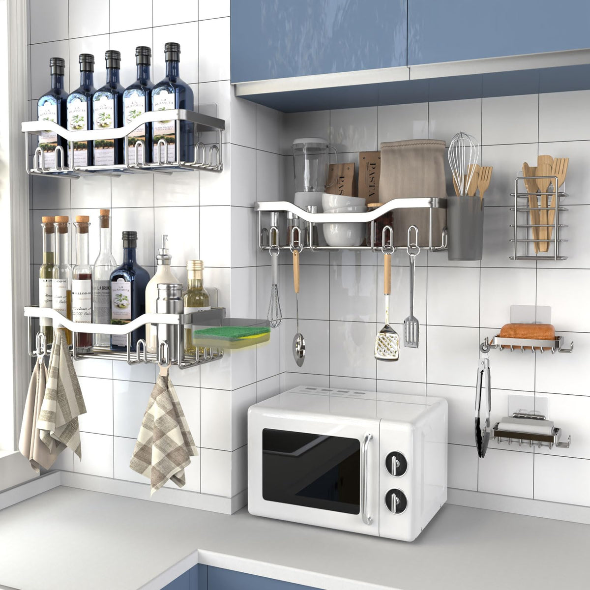 NESOMI soap dish and toothbrush holder keep essentials within reach.