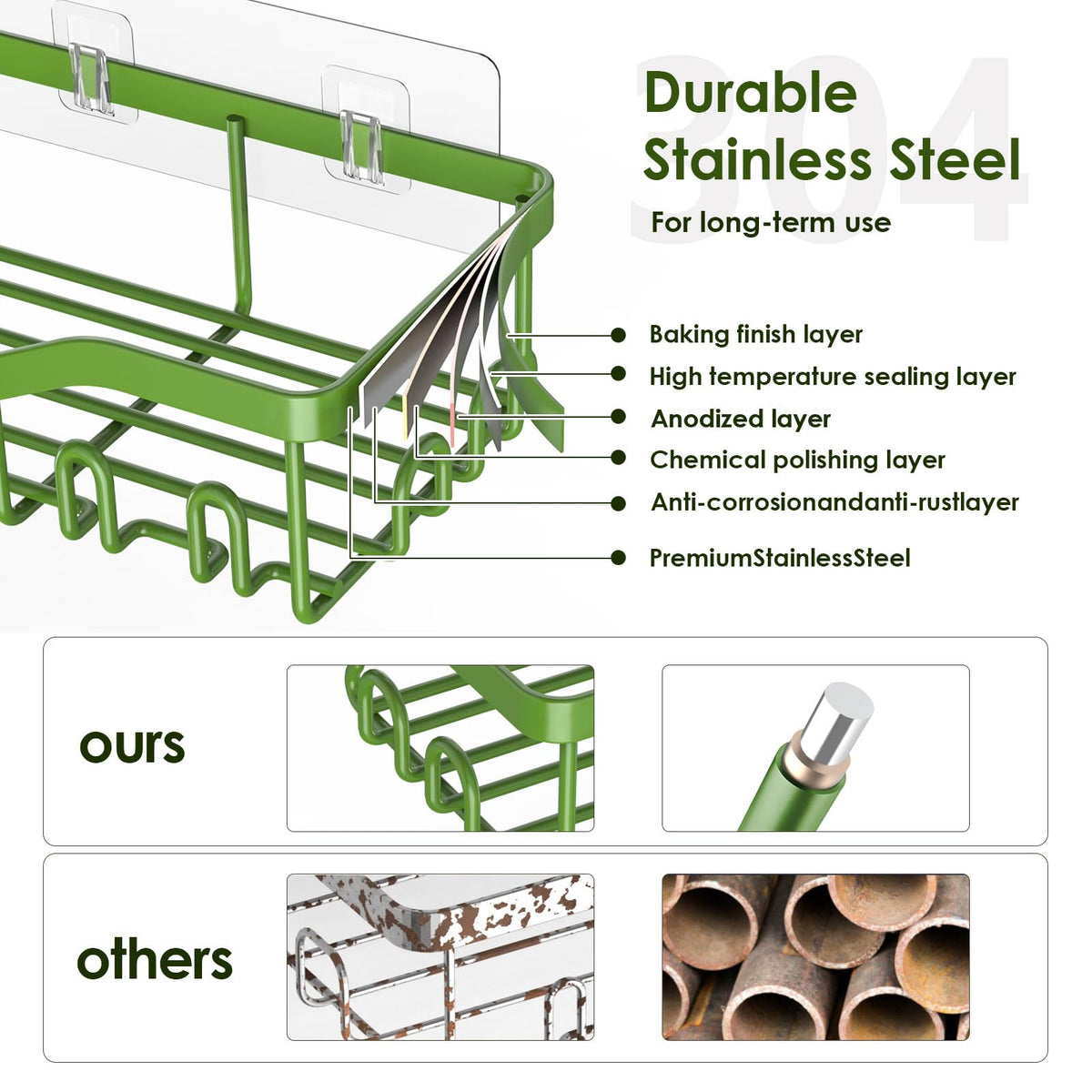 NESOMI rustproof stainless steel shelves remain durable in humid bathrooms