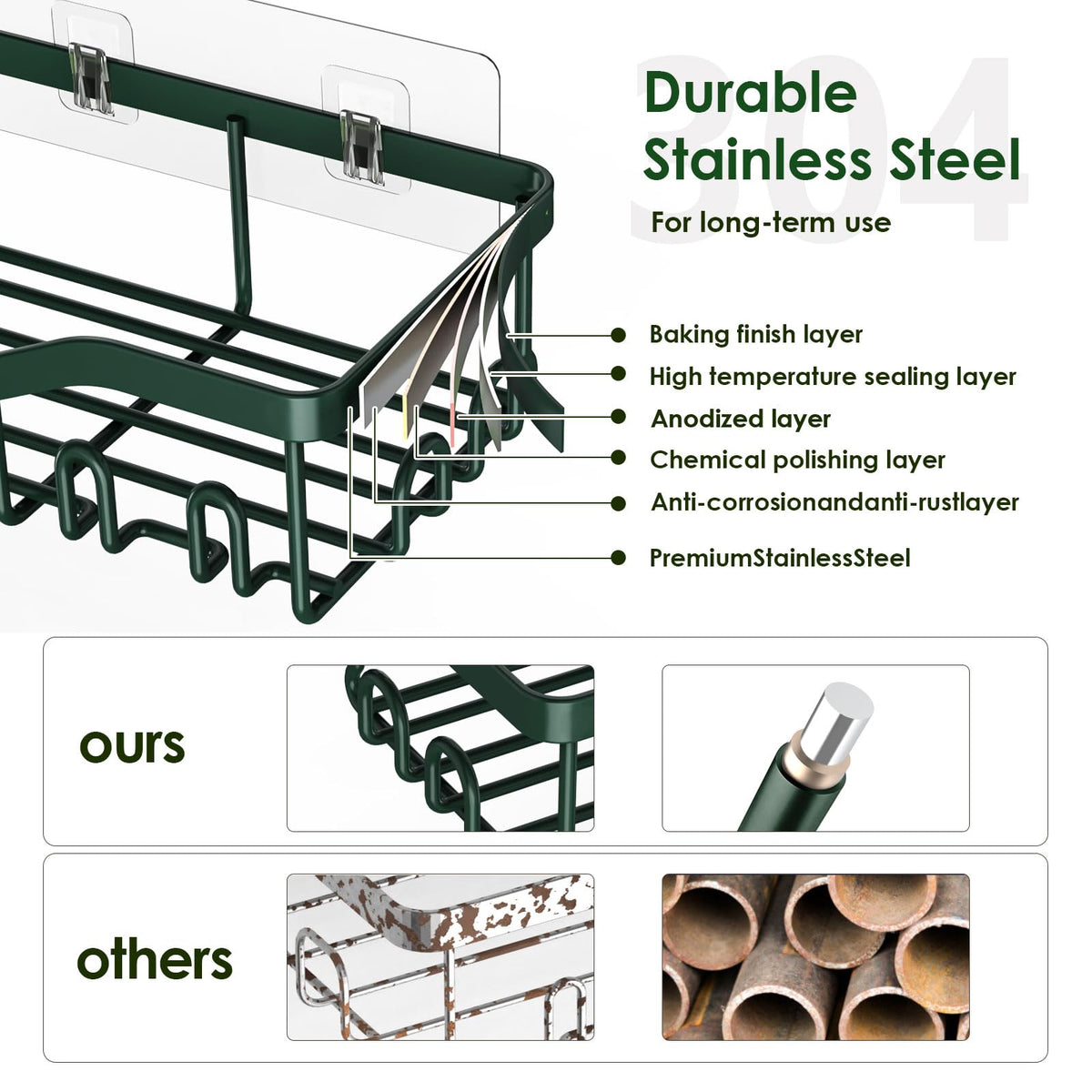 NESOMI stainless steel shelves feature rustproof, durable bathroom storage