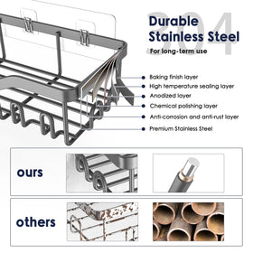 Strong adhesive installation for seamless, no-drill mounting on tile or glass.