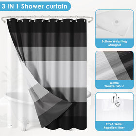 Nesphy 3-in-1 set includes curtain, liner, and hooks for convenience.
