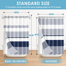 Nesphy 71x74 inch bath curtain fits most standard bathrooms.