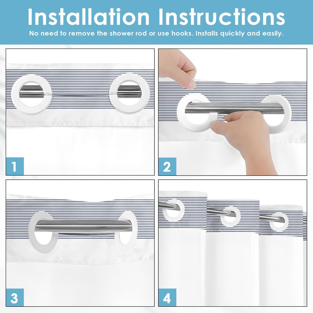 Nesphy open grommet design allows hooks-free, smooth hanging.