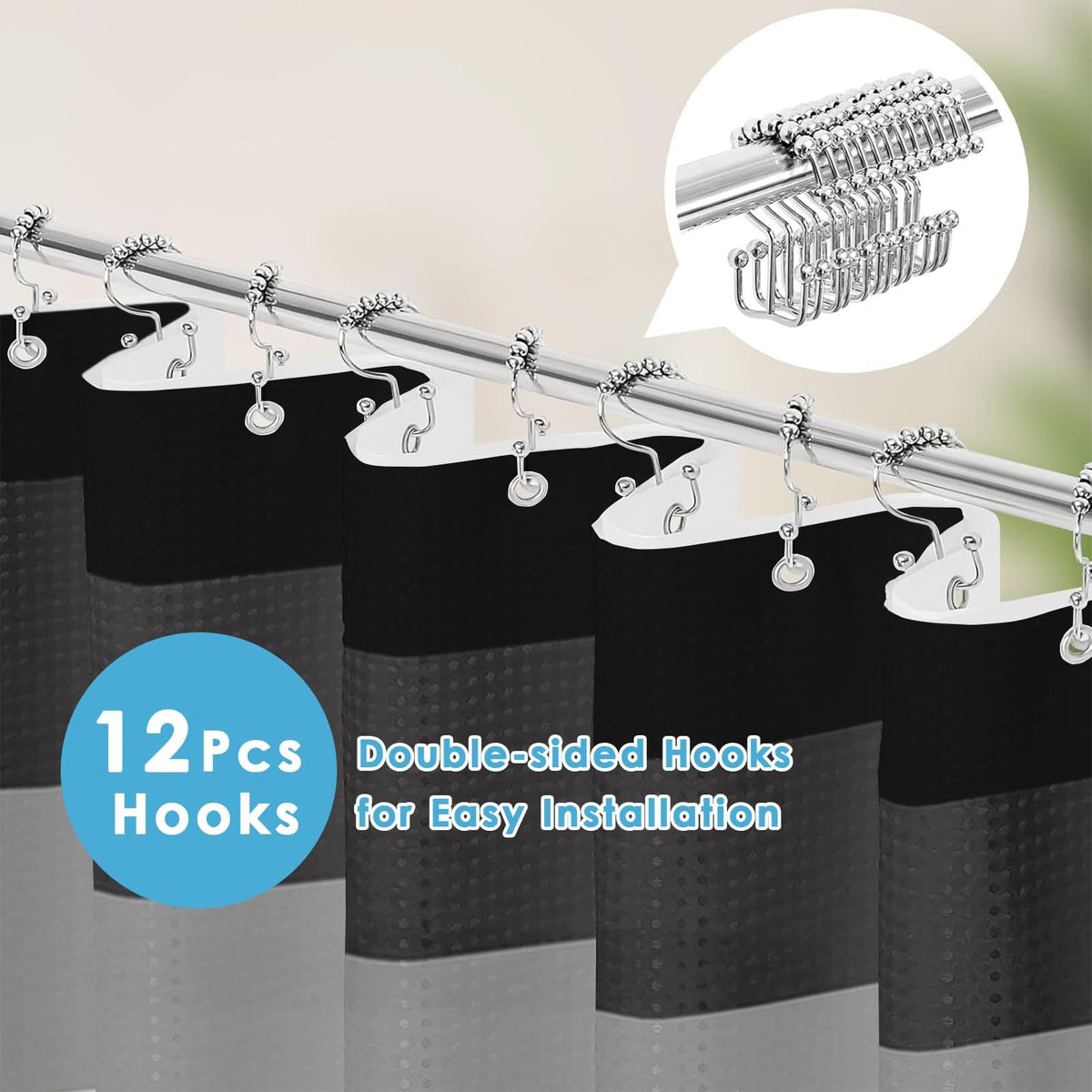 Nesphy gray and black striped curtain complements any bathroom while drying quickly.