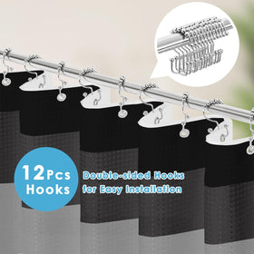 Nesphy gray and black striped curtain complements any bathroom while drying quickly.