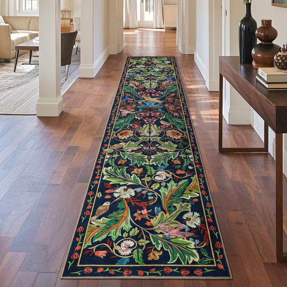 Nesrt Botanical Runners 2x10 in hallways add a vibrant, easy-care focal point.