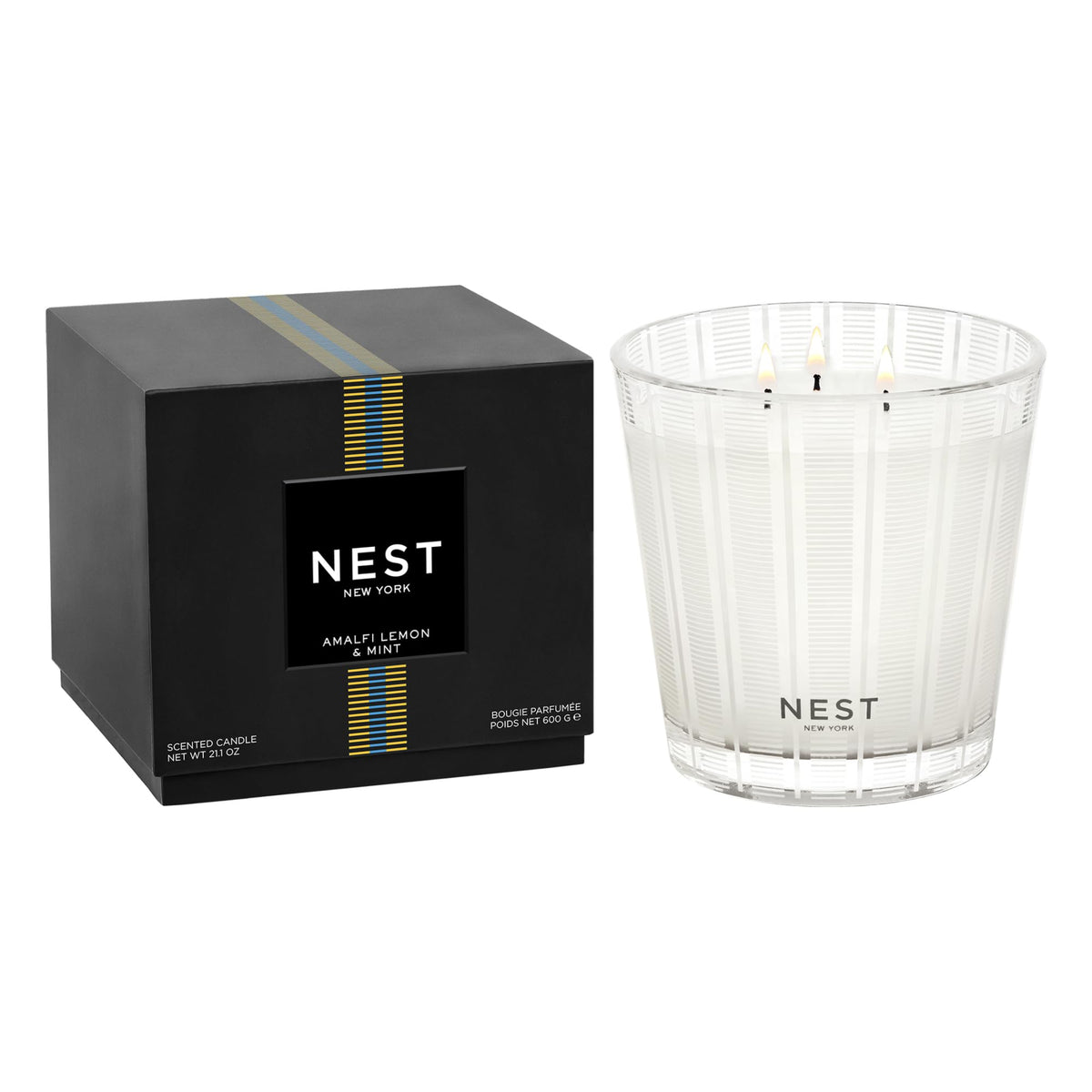 NEST New York Amalfi Lemon & Mint glass vessel for ambient fragrance.