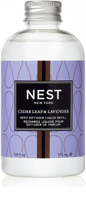 Nest New York cedar leaf lavender refill pour illustrates renewed diffuser aroma.