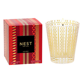 Nest New York classic Christmas candle in a glass vessel with a festive etched pattern for holiday ambiance