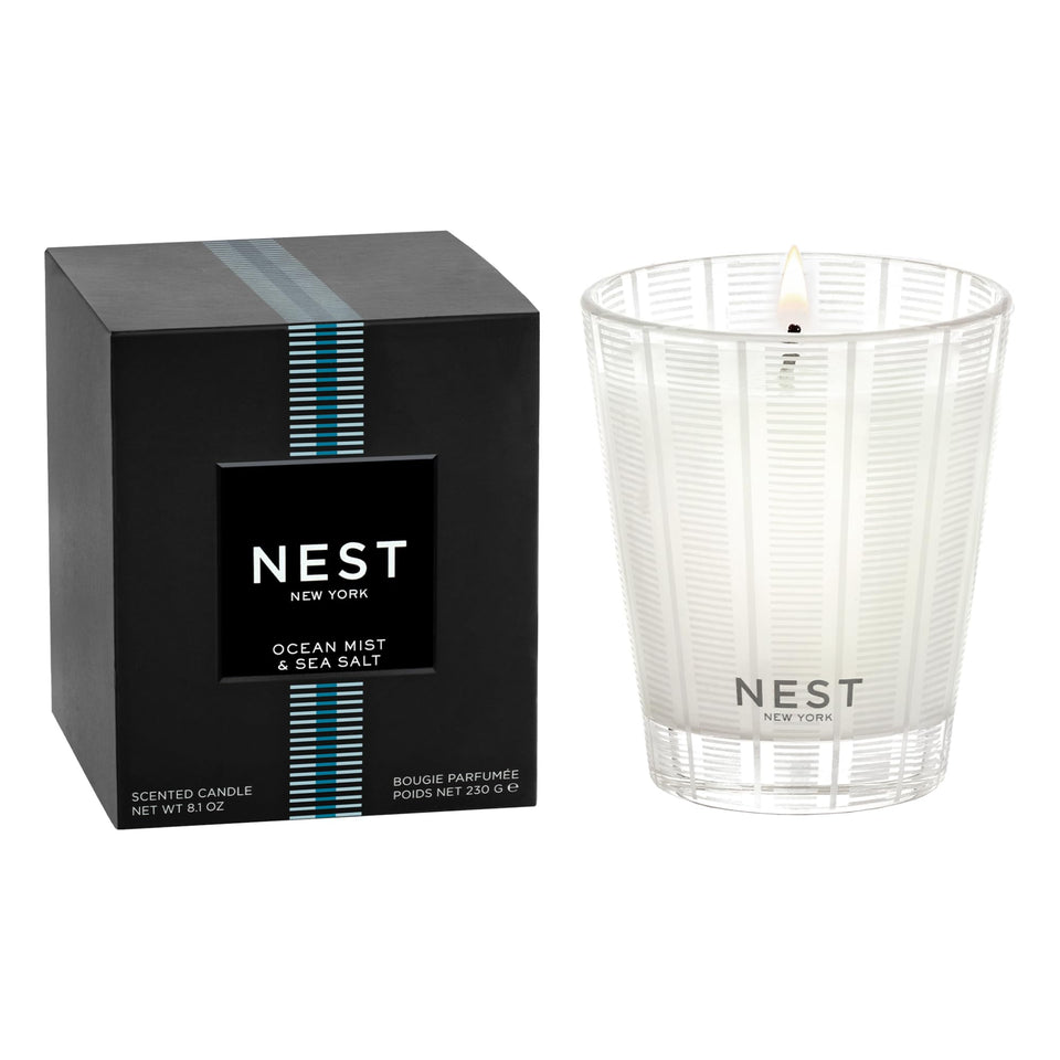 NEST New York Ocean Mist & Sea Salt candle in glass vessel for ambient fragrance
