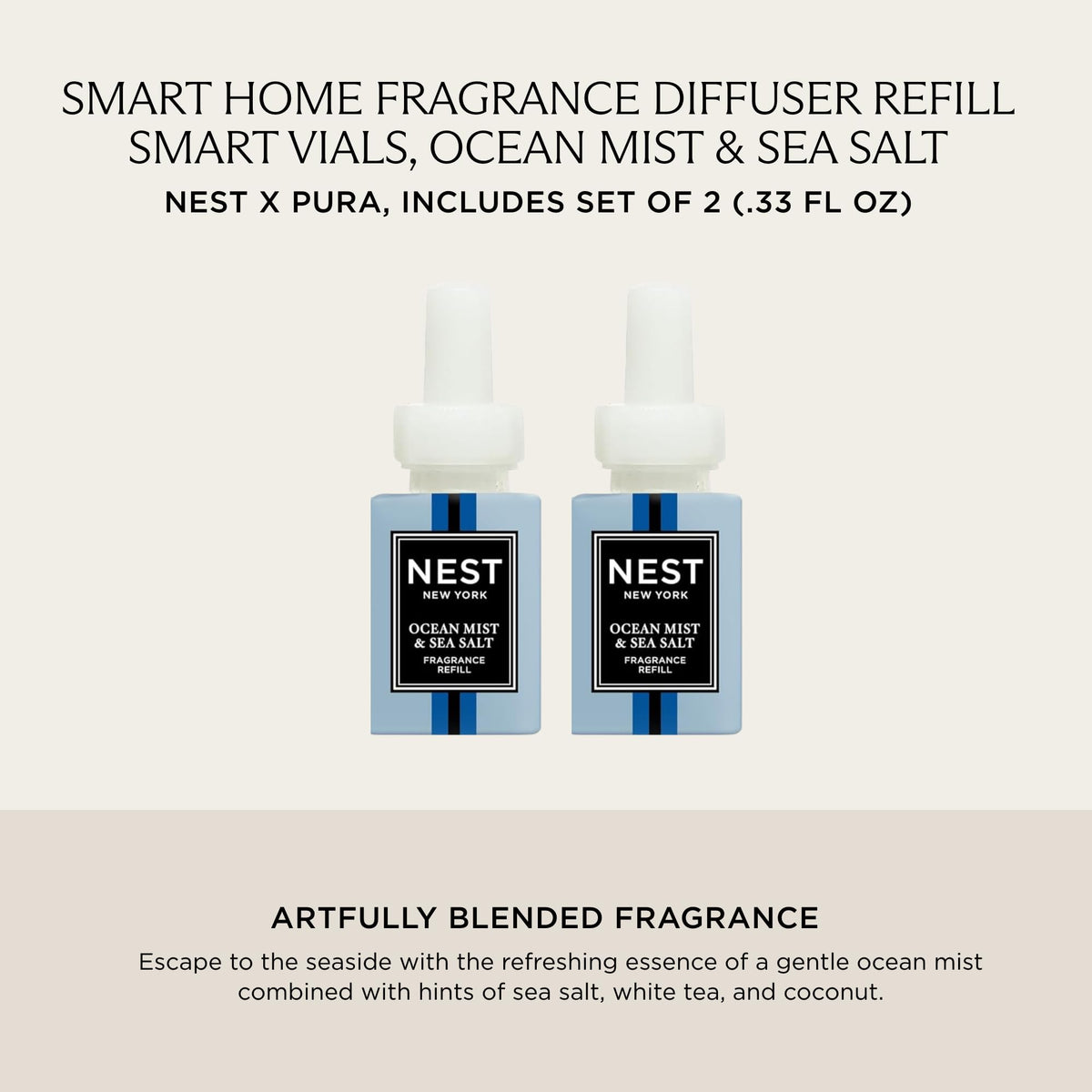NEST New York Pura 3/4 compatibility refill visual showing easy scent swap