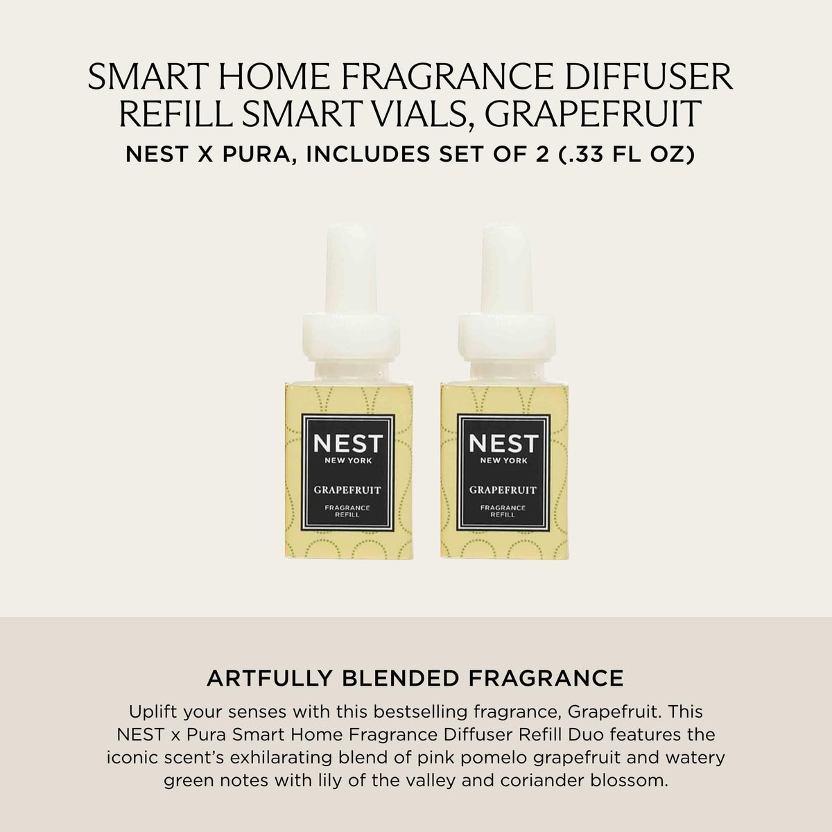 Nest New York grapefruit refill for Pura 4 diffuser, easy scent transition