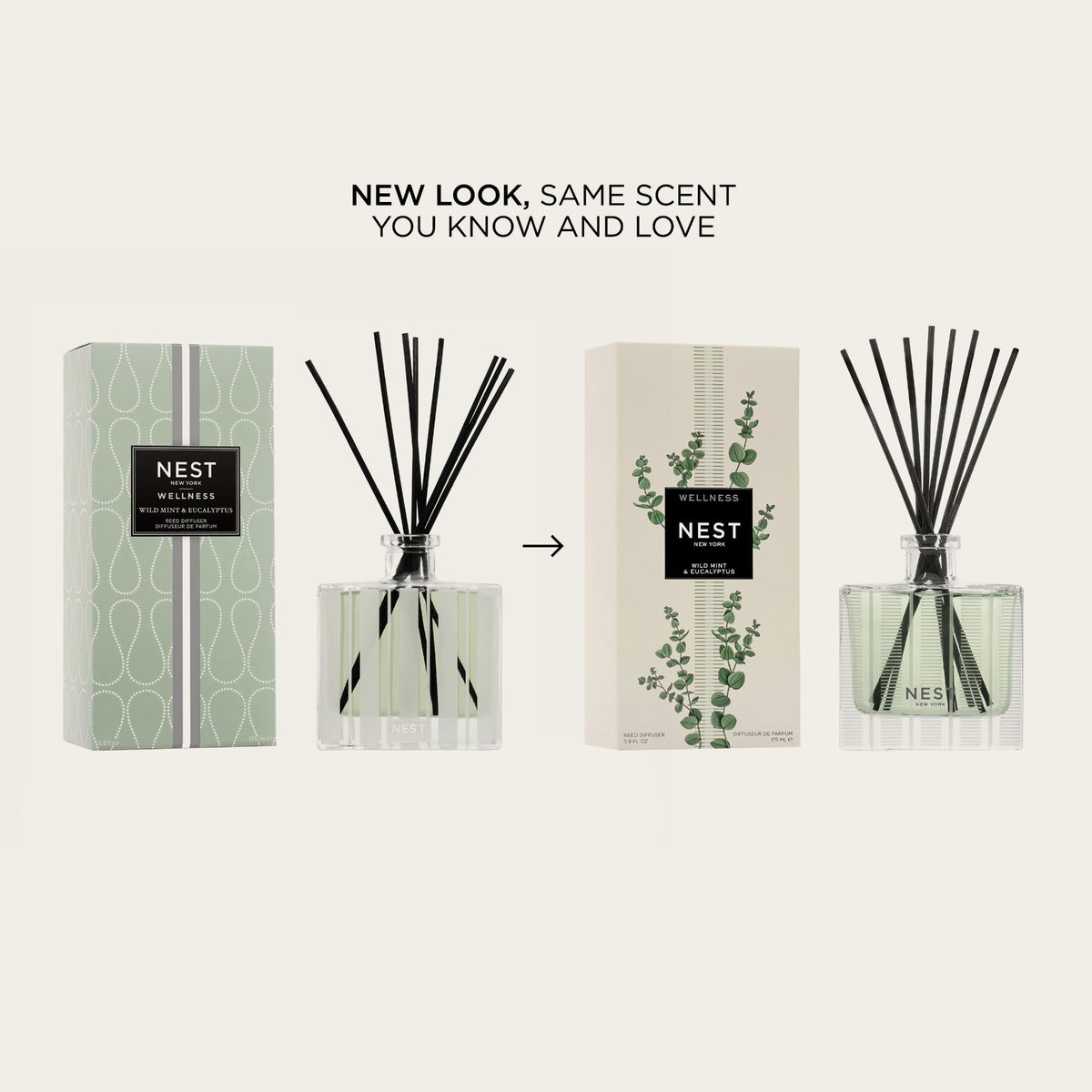 Nest New York reed diffuser with eight reeds enhances ambient scent.