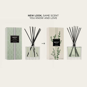 Nest New York reed diffuser with eight reeds enhances ambient scent.