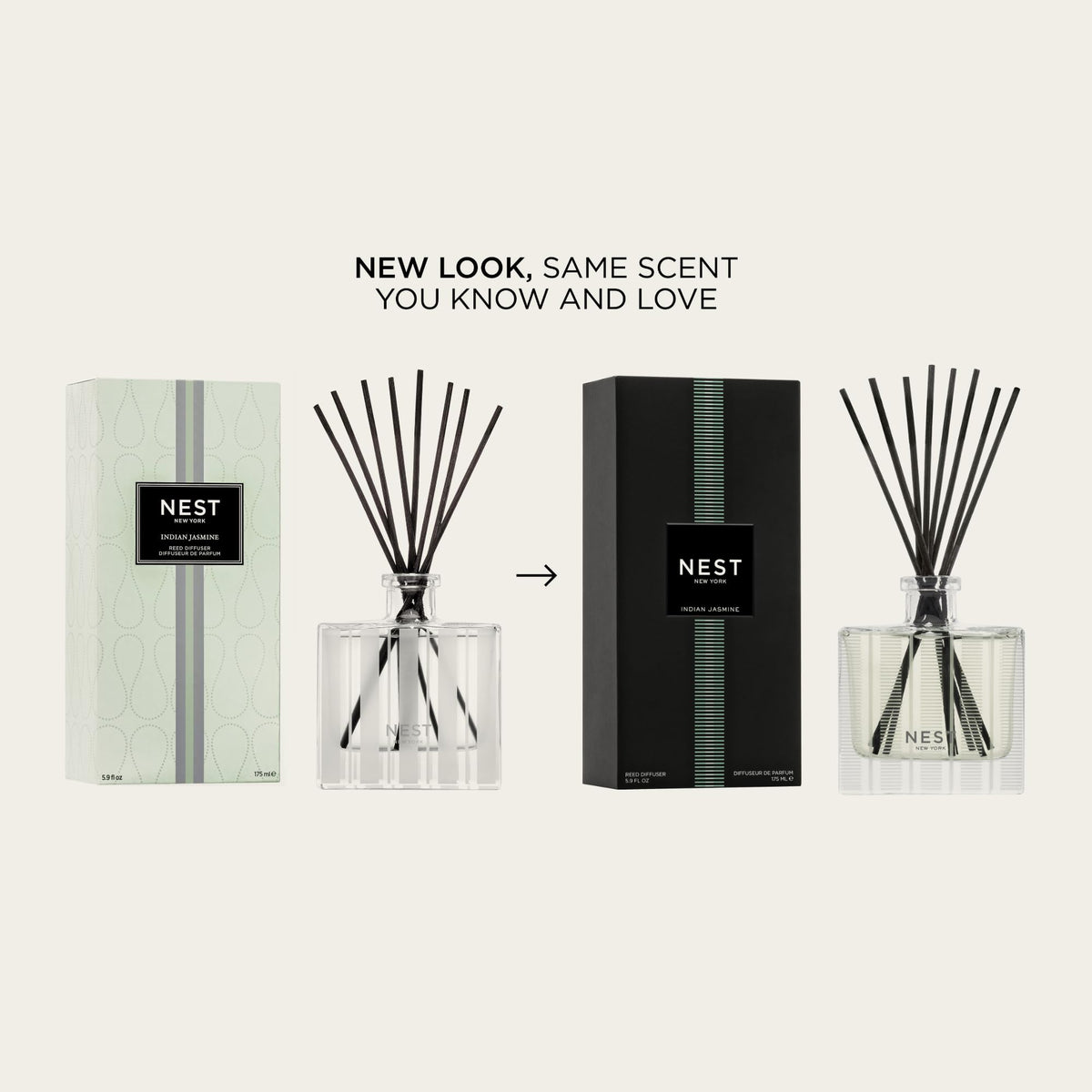 Nest New York reed diffuser with eight reeds for adjustable scent strength