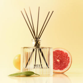 NEST New York Reed Diffuser glass holder supports refillability for ongoing fragrance.