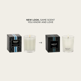 NEST New York Ocean Mist & Sea Salt votive delivers compact luxury for small spaces.