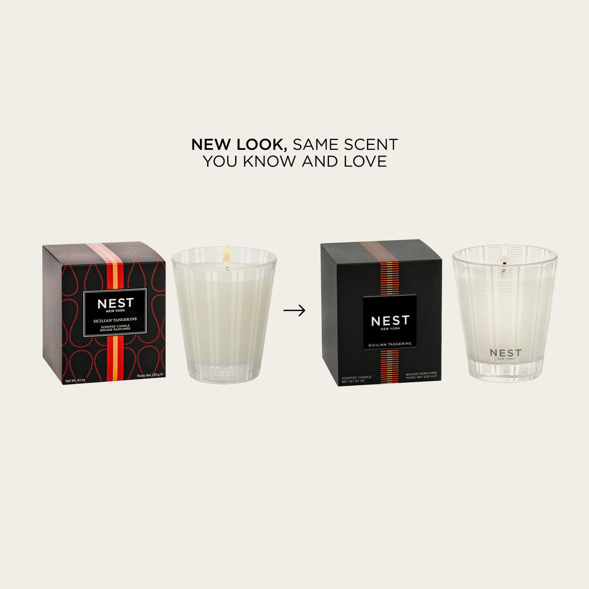 NEST New York Scented Classic Candle etched glass vessel enhances décor
