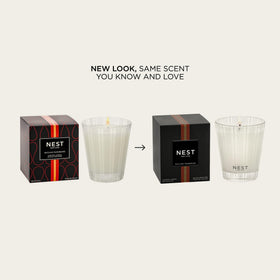 NEST New York Scented Classic Candle etched glass vessel enhances décor
