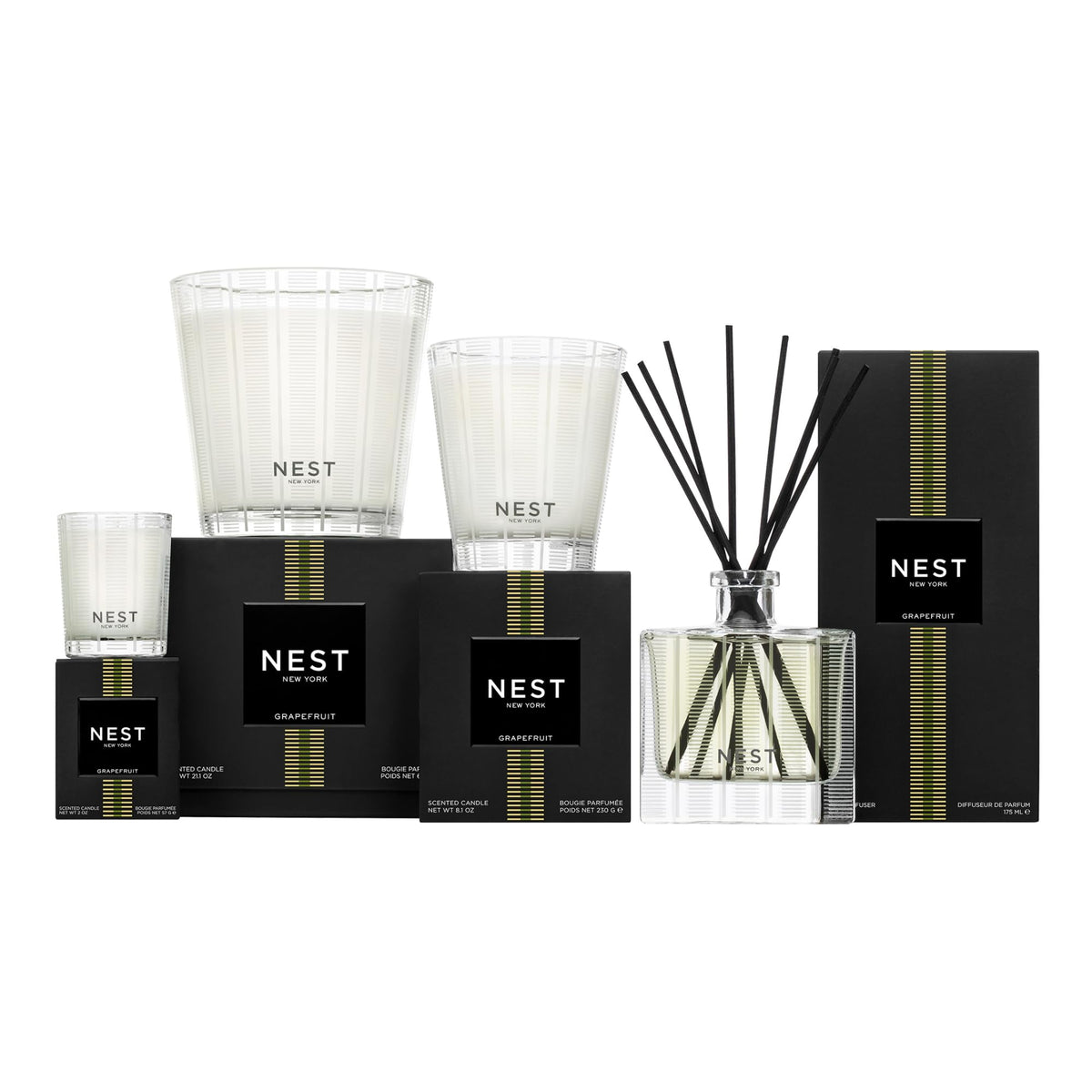 Nest New York Grapefruit candle enhancing dining room ambiance