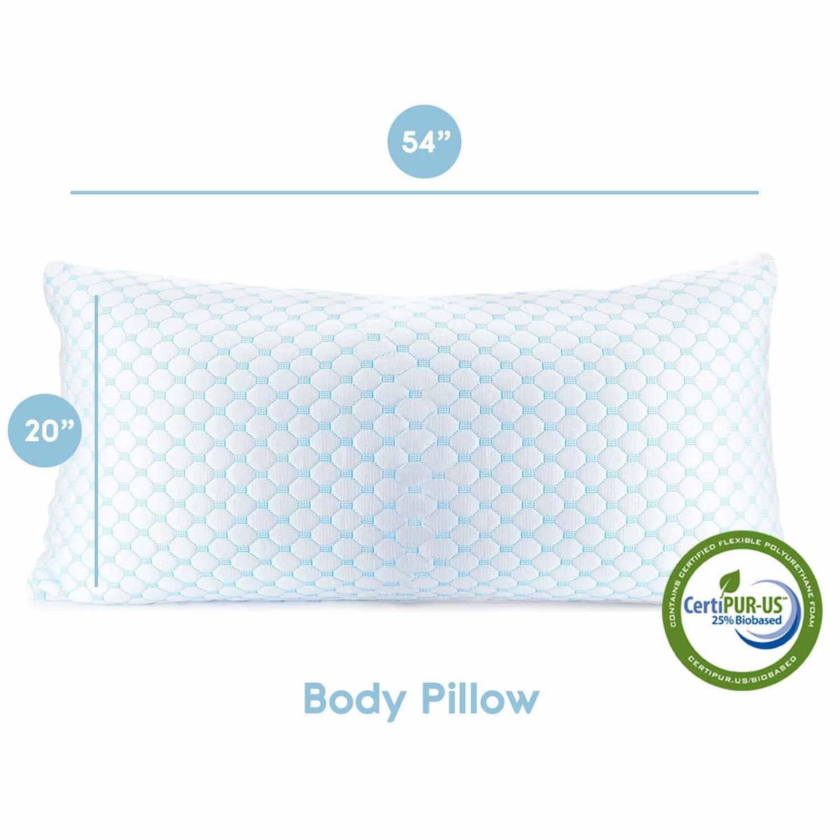 Nestl cooling body pillow ice fabric side provides refreshing touch for hot sleepers.