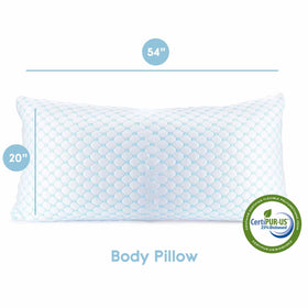 Nestl cooling body pillow ice fabric side provides refreshing touch for hot sleepers.
