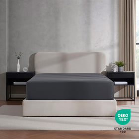 Nestl dark grey king fitted sheet breathable cool-to-the-touch fabric