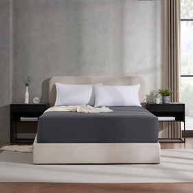 Nestl dark grey king fitted sheet deep pocket for 18 to 24 inch mattresses