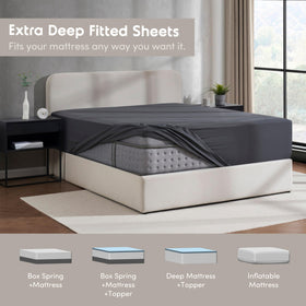 Nestl dark grey king fitted sheet wrinkle-resistant finish in bedroom setup
