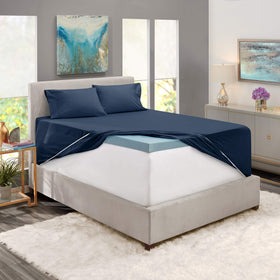 Nestl King Size Sheet Set pillowcases reveal soft microfiber finish for cool comfort.