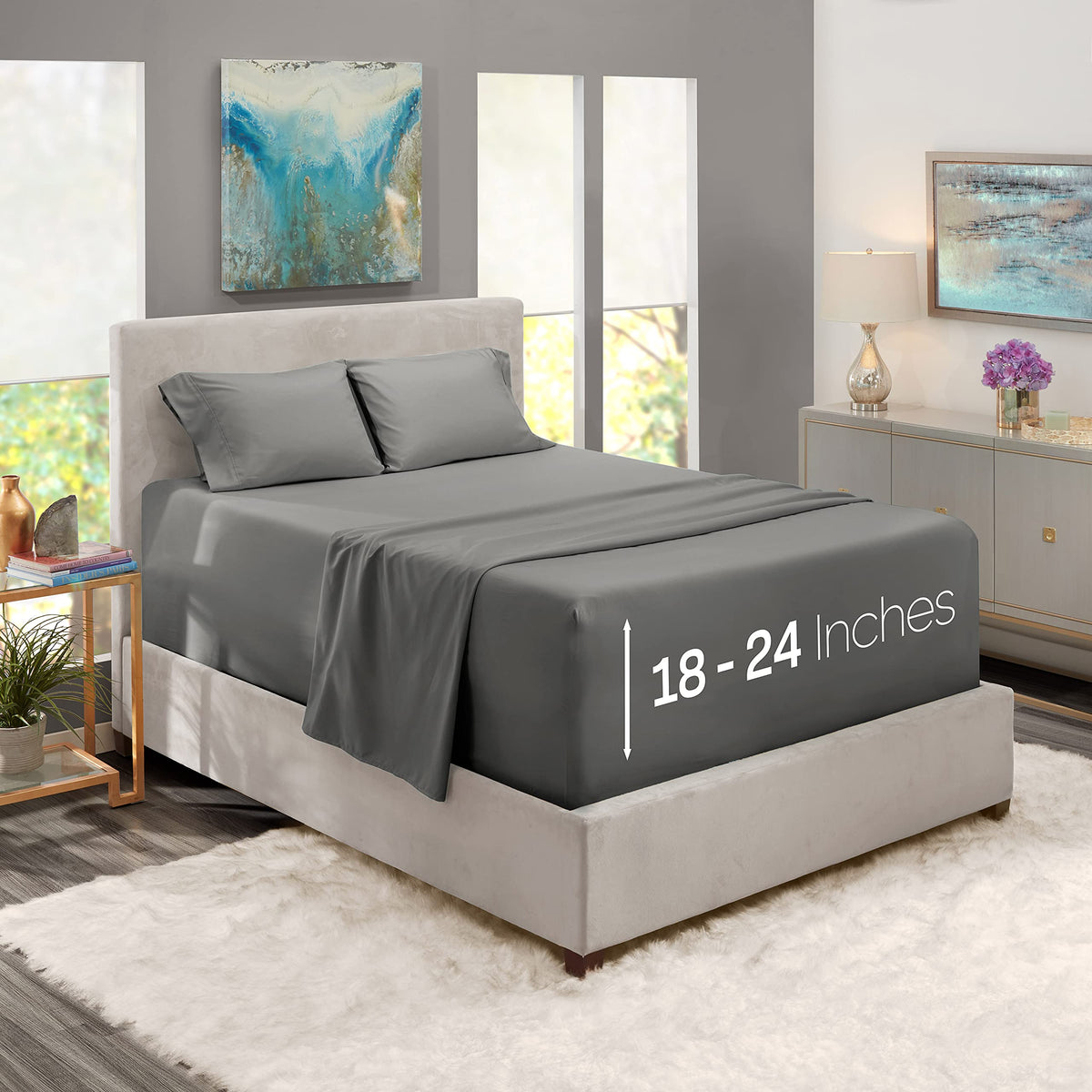 Nestl queen size sheet set with deep pocket for a secure fit and deep mattresses