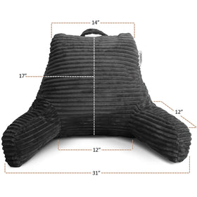 Nestl reading pillow arm pockets keep phone or remote within easy reach.