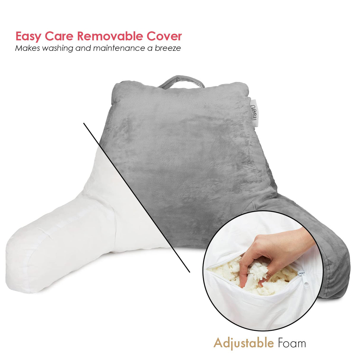 Nestl Reading Pillow side pockets keep essentials within reach