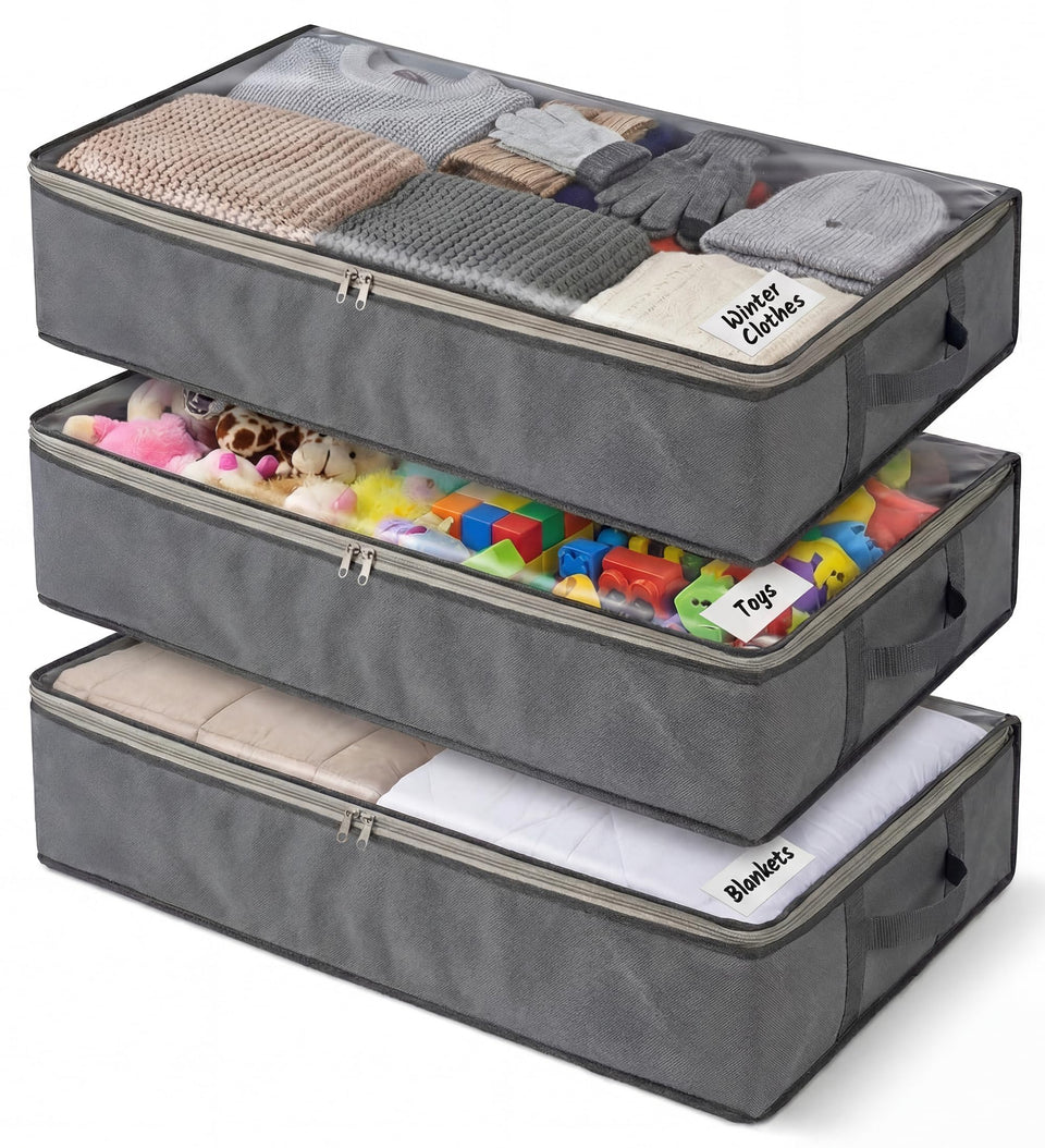 NestNeatly SmartCube under-bed bag with clear window for quick item checks