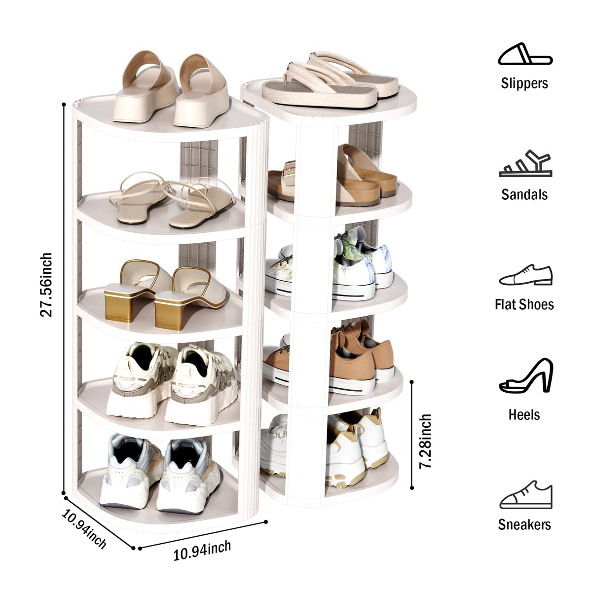 NestOrganix stackable shoe rack in entryway showing modular two-column setup.