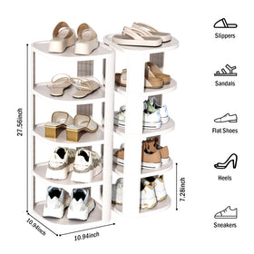 NestOrganix stackable shoe rack in entryway showing modular two-column setup.