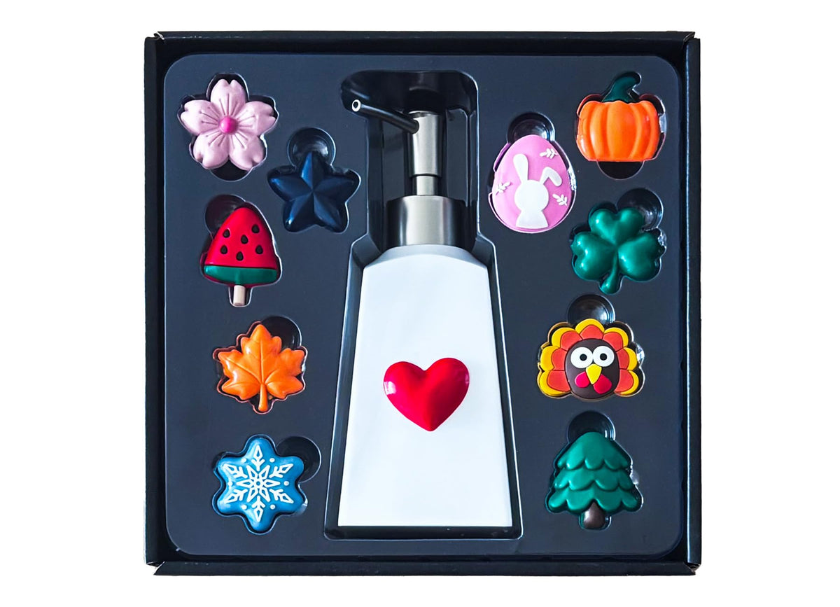 Nestriculus Seasonal Dispenser silver bottle with leak-proof pump for hand soap.