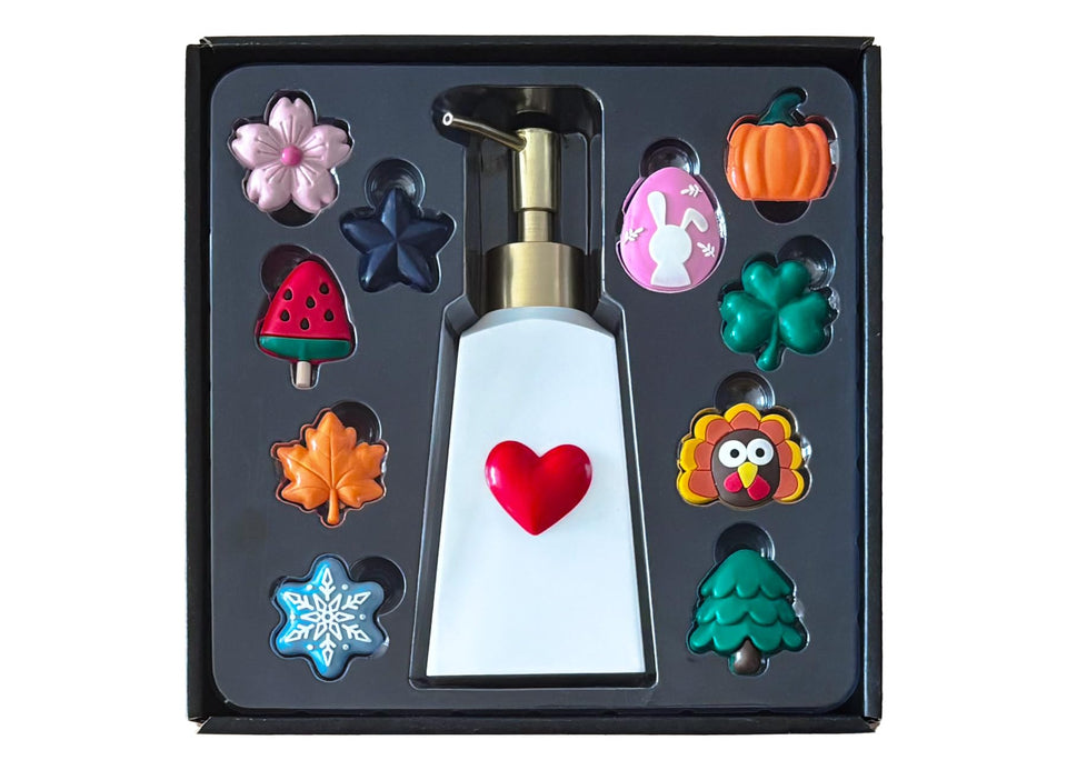 Nestriculus seasonal soap dispenser bottle in resin, ideal for daily bathroom use.