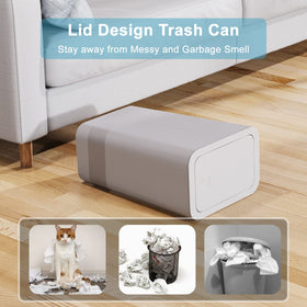 Bathroom setup with slim N. NETDOT trash can for discreet waste