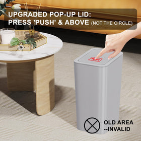 Pop-up lid mechanism on N. NETDOT 3-pack trash can