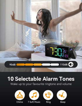 Netzu Projection Clock adjustable brightness for day and night viewing.