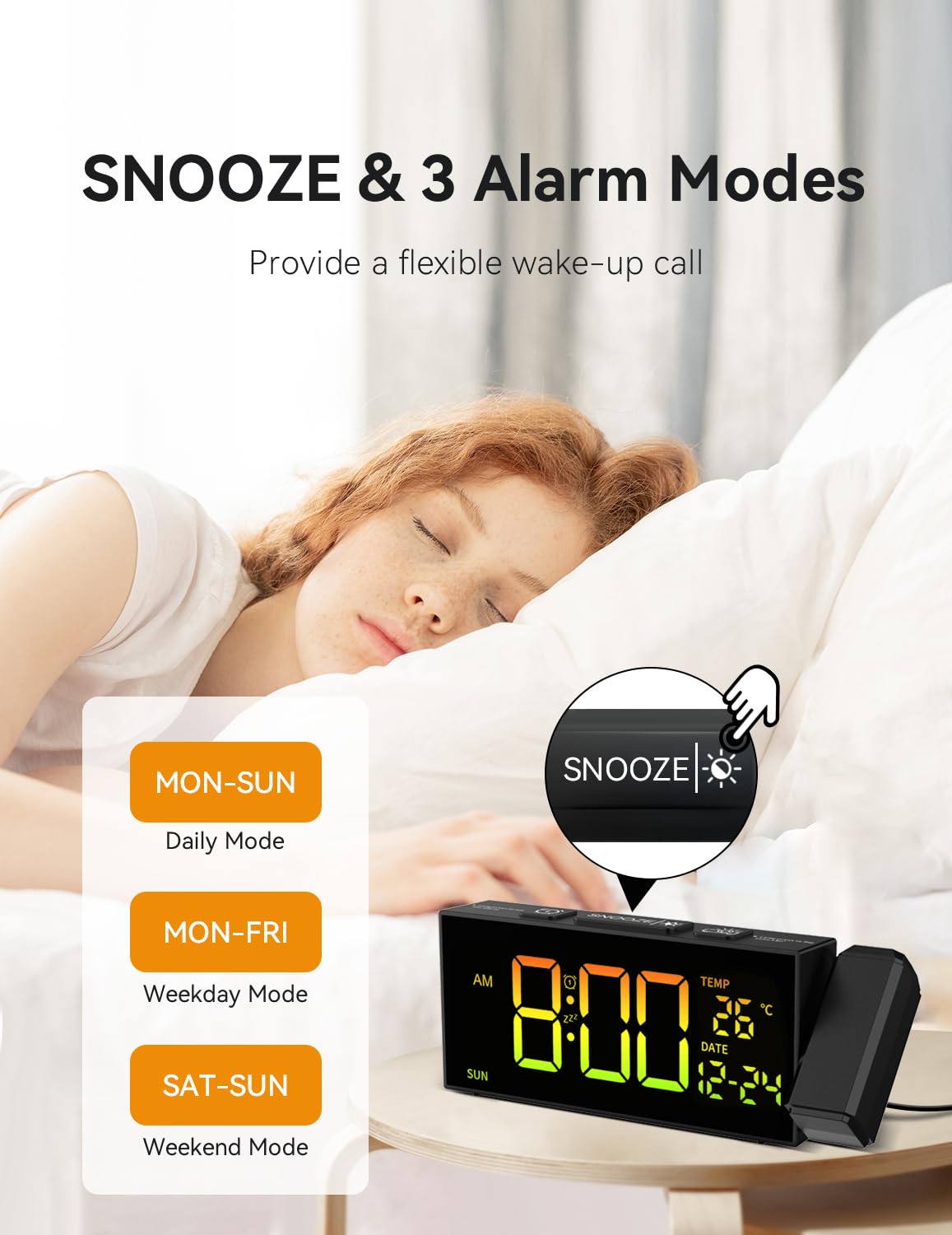 Netzu Projection Clock manual DST adjustment keeps pace with seasonal changes.