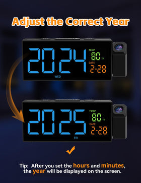 Netzu Projection Clock plug-in design with multiple brightness settings.
