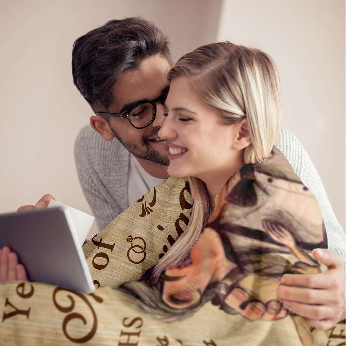 Neuturs blanket on sofa offers soft, cozy evenings for partners.