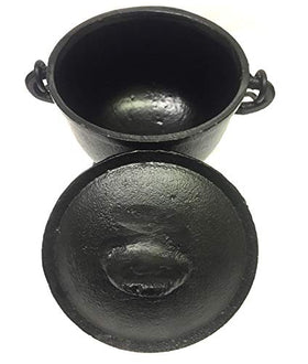 New Age Imports cauldron closeup highlights textured iron and durable construction.