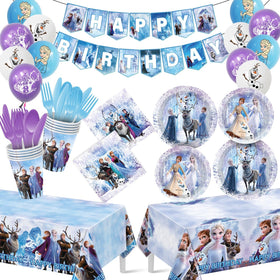 New Barley blue winter birthday plates for 24 guests, cohesive party look