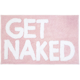 New Mungo Get Naked Bath Mat pink with raised letters for plush foot comfort
