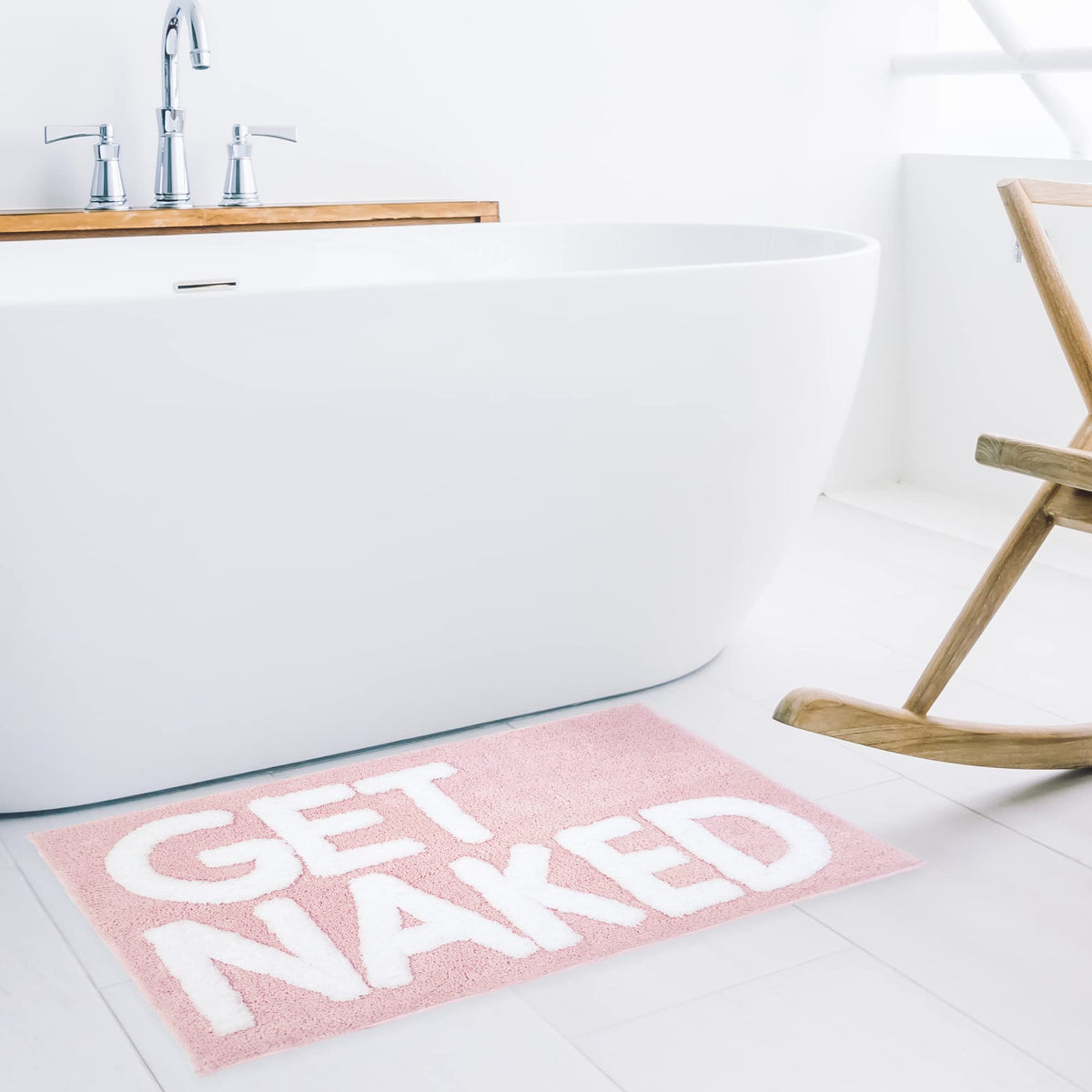 New Mungo Get Naked Bath Mat pink non-slip backing stays in place